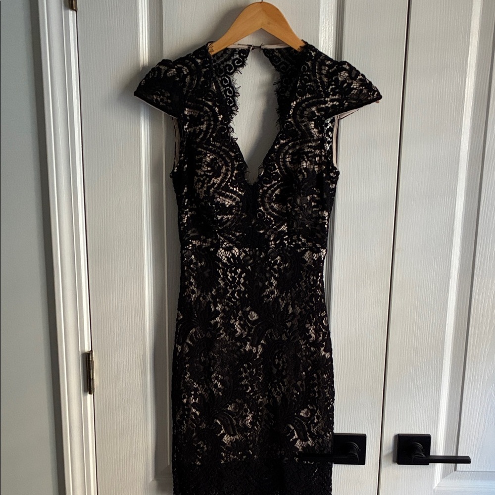 Windsor Black and Cream Lace Backless Dress